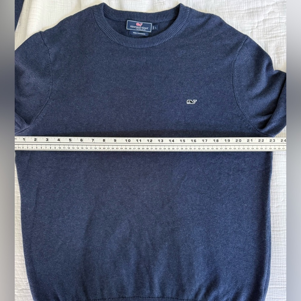 Vineyard Vines Men’s Blue Cotton Cashmere Sweater Pullover Crewneck Size L - Picture 9 of 9